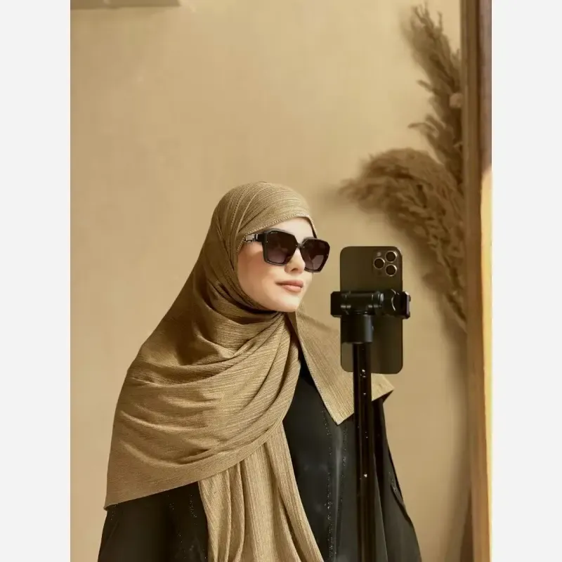 شال کشی کویتی کریشه تریکو کش نگین دار و ساده ابعاد 2 در 75 سبک و خنک