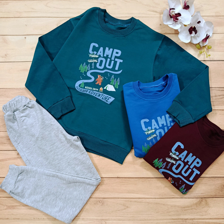 بلوز شلوار دورس پنبه درجه یک Adventure مناسب کودک و نوجوان سایز 55 و 60