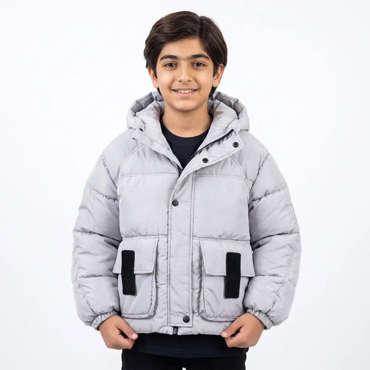 کاپشن باکسی پسرانه طوسی