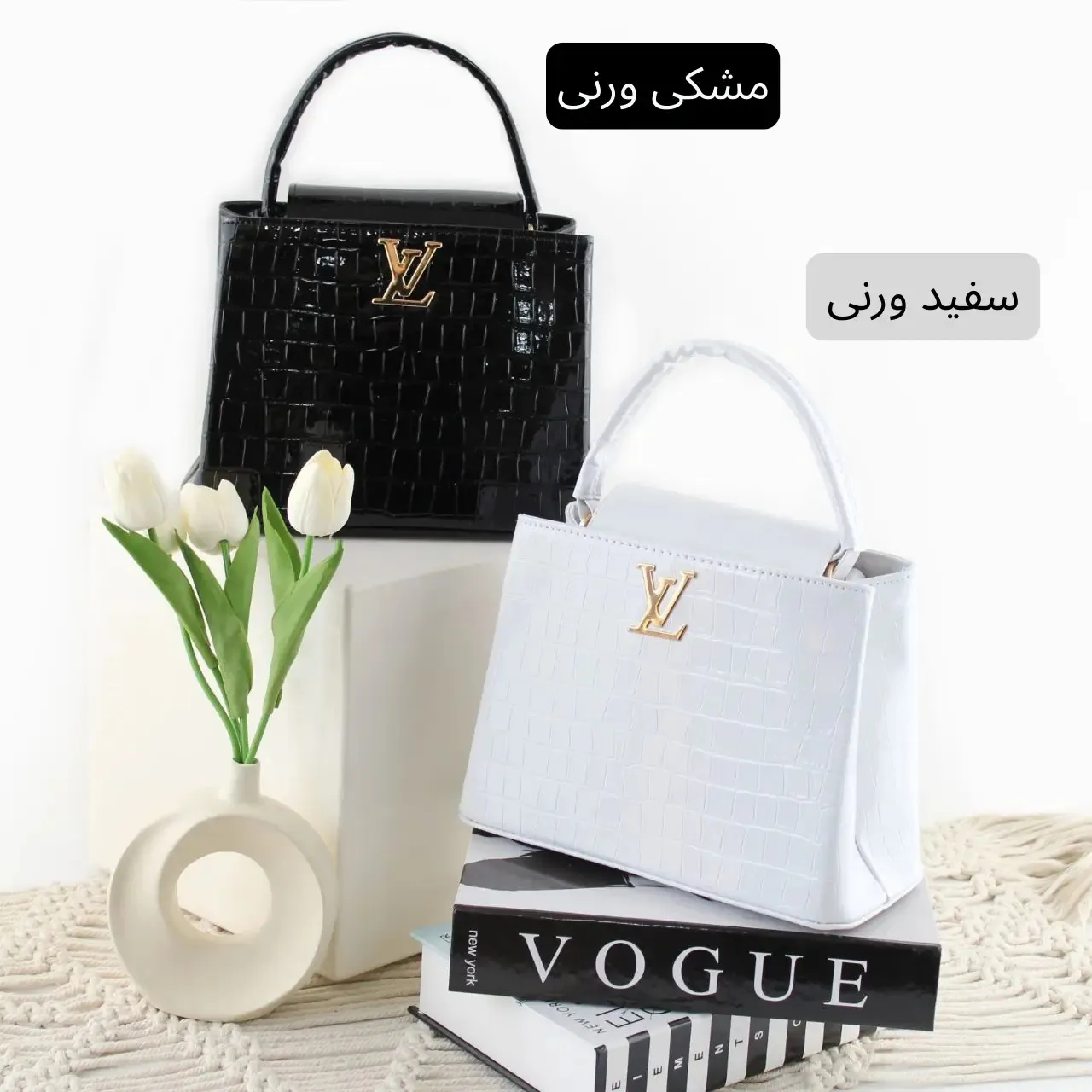 کیف زنانه چرم مصنوعی رسمی و مهمانی با بند بلند