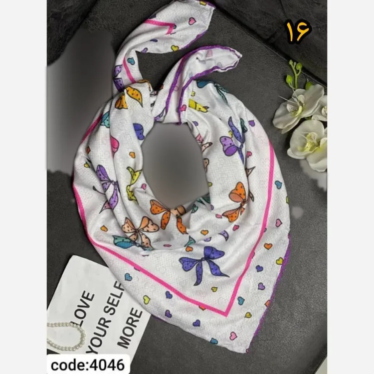 روسری سوپرنخ دخترانه دست دوز قواره 100 سانت فانتزی (2)