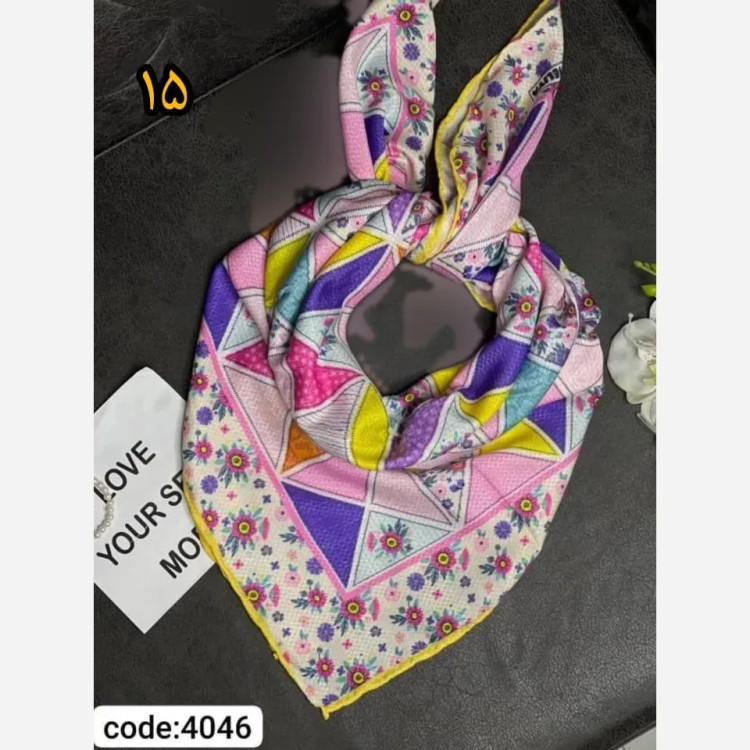 روسری سوپرنخ دخترانه دست دوز قواره 100 سانت فانتزی (2)