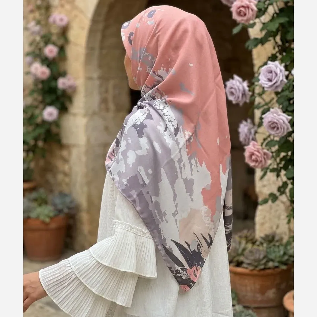 روسری نخ کاستوم طرح کژال قواره بزرگ 140x140 دور چرخ دوز