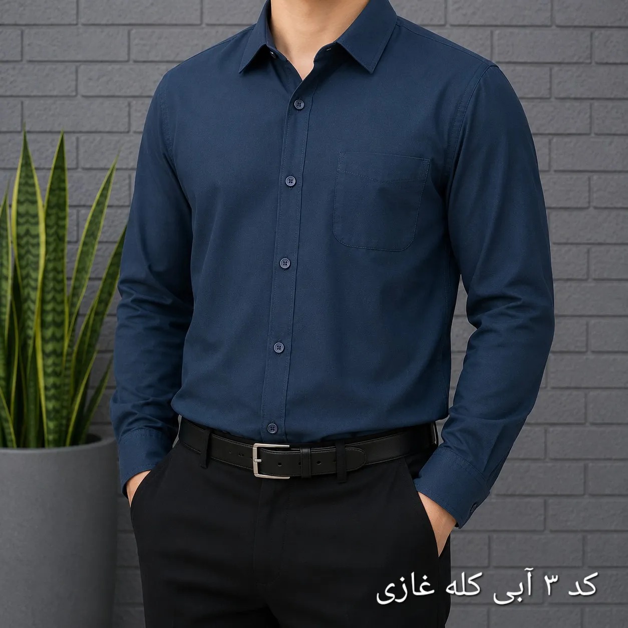 پیراهن آستین بلند مردانه بنگال کشی قواره اندامی رنگ ثابت (2)