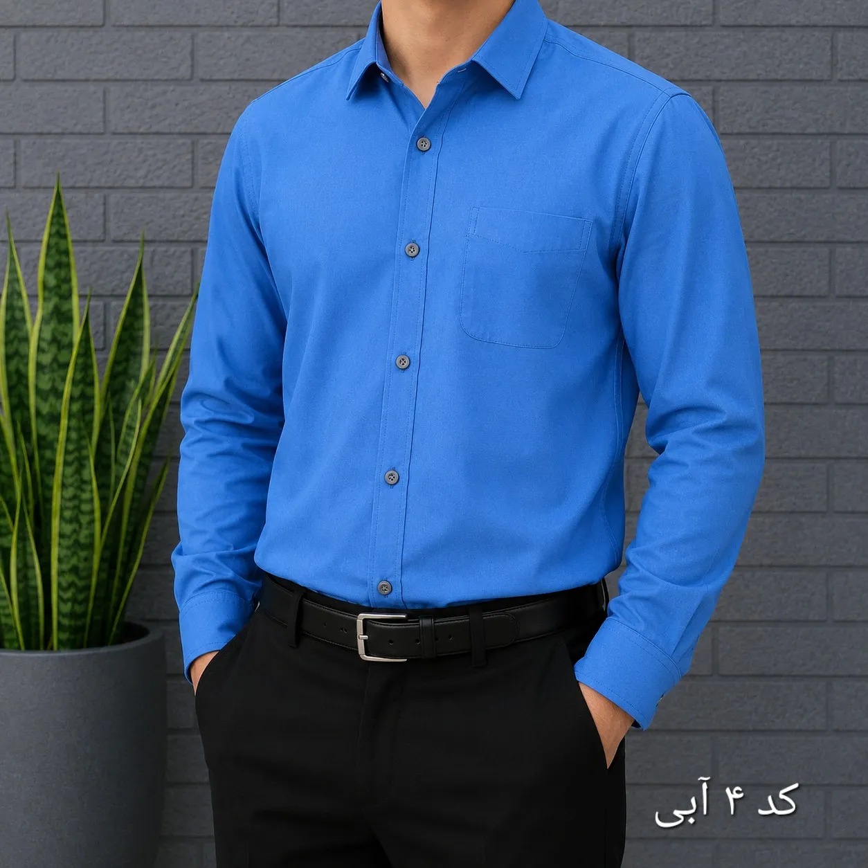 پیراهن آستین بلند مردانه بنگال کشی قواره اندامی رنگ ثابت (2)