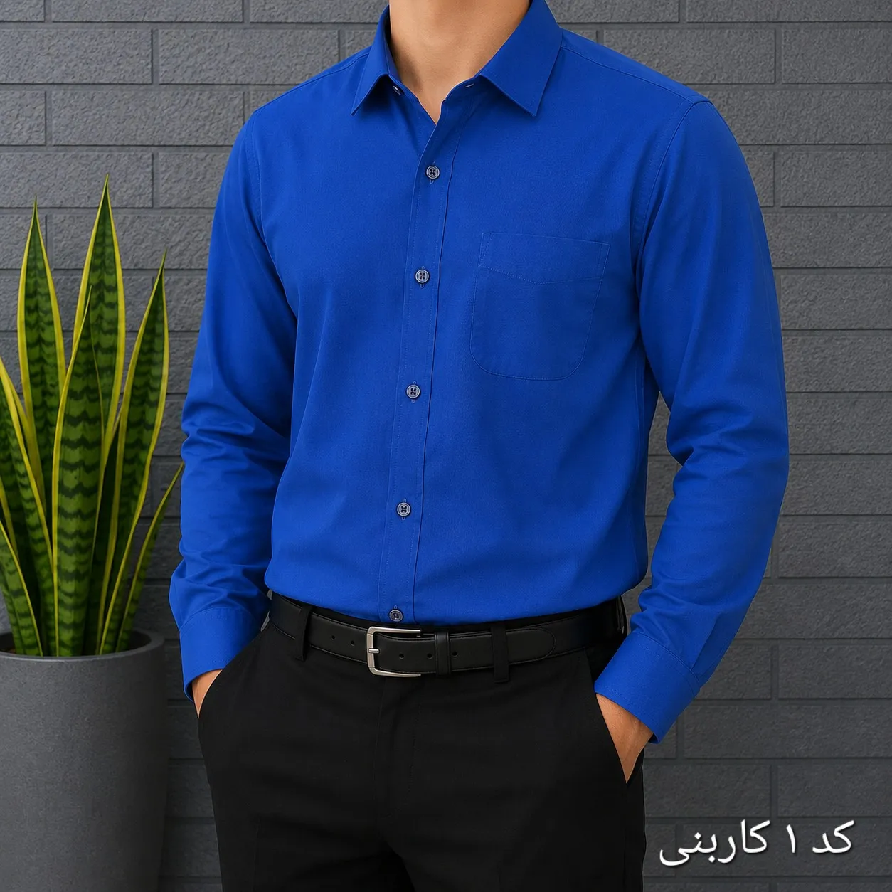 پیراهن آستین بلند مردانه بنگال کشی قواره اندامی رنگ ثابت (2)