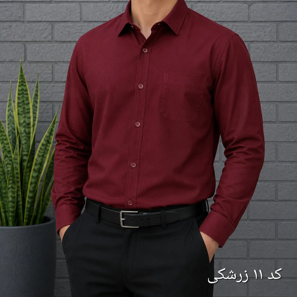 پیراهن آستین بلند مردانه بنگال کشی قواره اندامی رنگ ثابت (2)