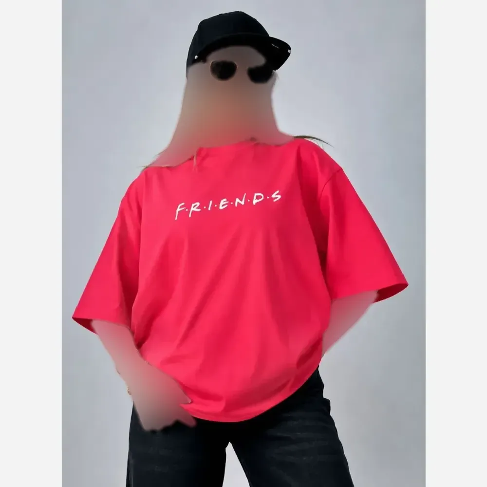 تیشرت لش پنبه طرح friends باکسی قواره دار