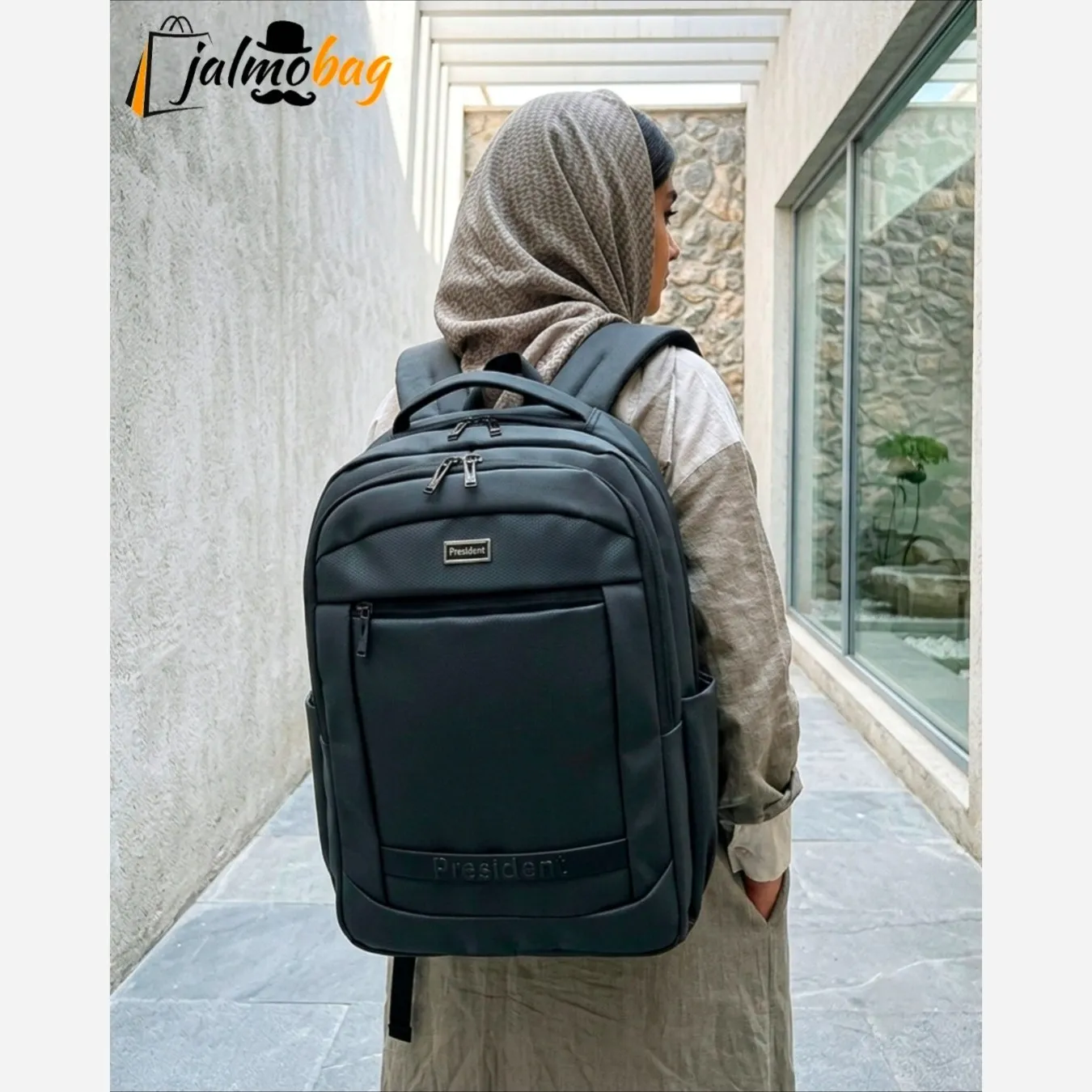 کوله پشتی اسپرت پریزیدنت وارداتی ضد خش جیب دار مدل دو خانه