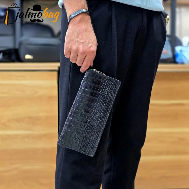 کیف دسته چک چرم طبیعی گاوی مردانه با جای کارت و موبایل