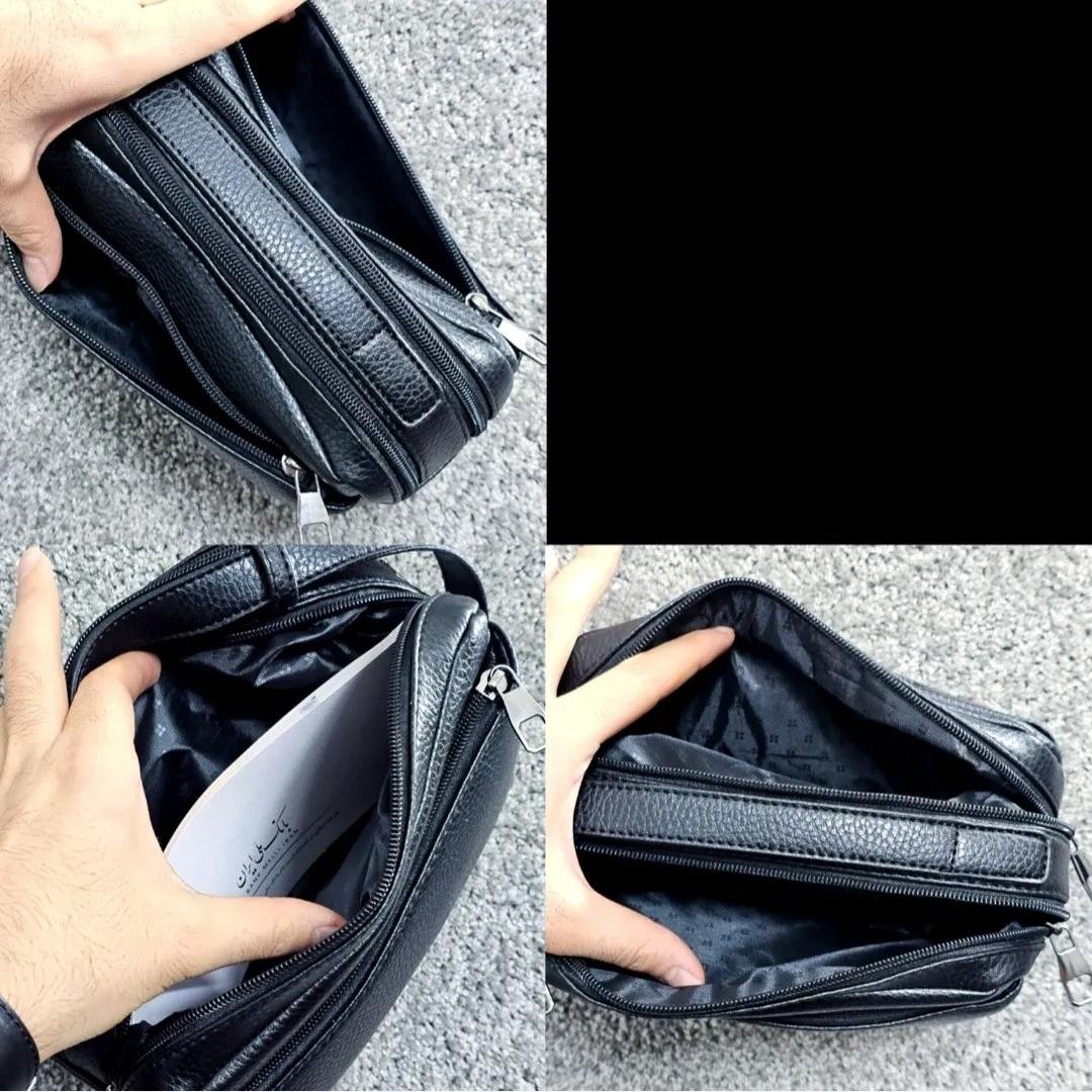 کیف دستی مردانه چرم صنعتی ضد خش شوزبگ دو خانه