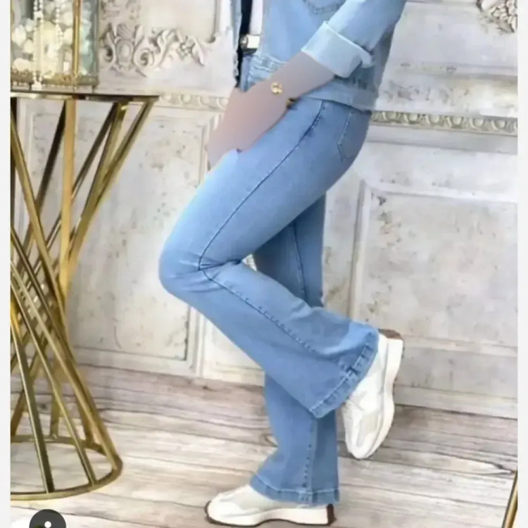 شلوار زنانه دمپا جین کاغذی قد 100 کمر فول کش