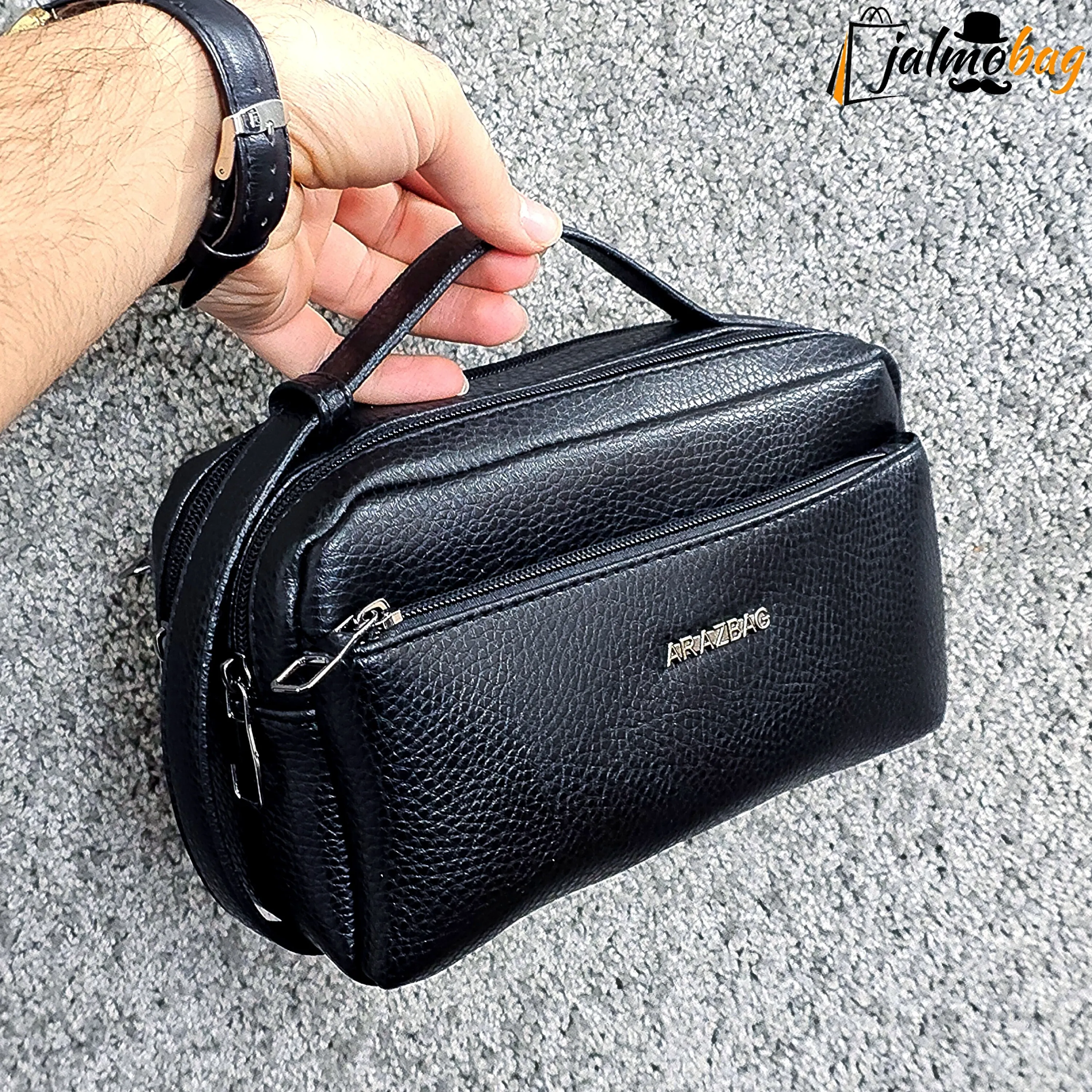 کیف دستی مردانه چرم صنعتی ضد خش دو خانه مدل شوزبگ