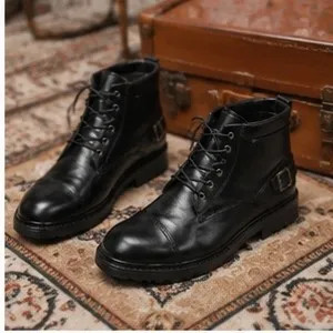 کفش نیم بوت اسپرت مردانه چرم صنعتی رنگ مشکی