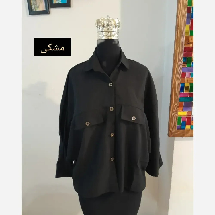 مانتو پانچ کوتاه اسپرت دانشجویی قواره دار جنس لینن
