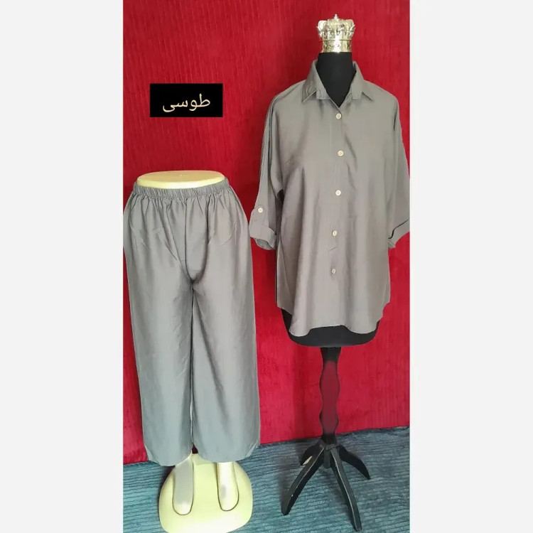 ست مانتو شلوار تابستانه پارچه بابوس وارداتی سایز بزرگ