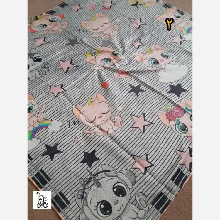 روسری سوپرنخ دخترانه دست دوز قواره 100 سانت فانتزی