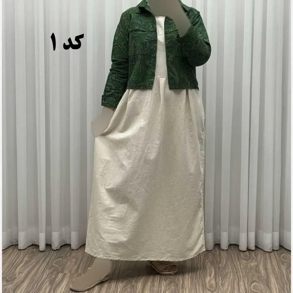 کت سارافون ترمه پاموق کد 1524 فری سایز مناسب تا سایز 46 جنس لینن چهارفصل شیک و راحت