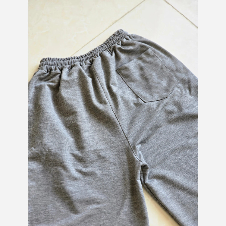 شلوار اسلش فول بگ پارچه ملانژ خنک رنگ طوسی و مشکی سایز بزرگ XXL و XXXL