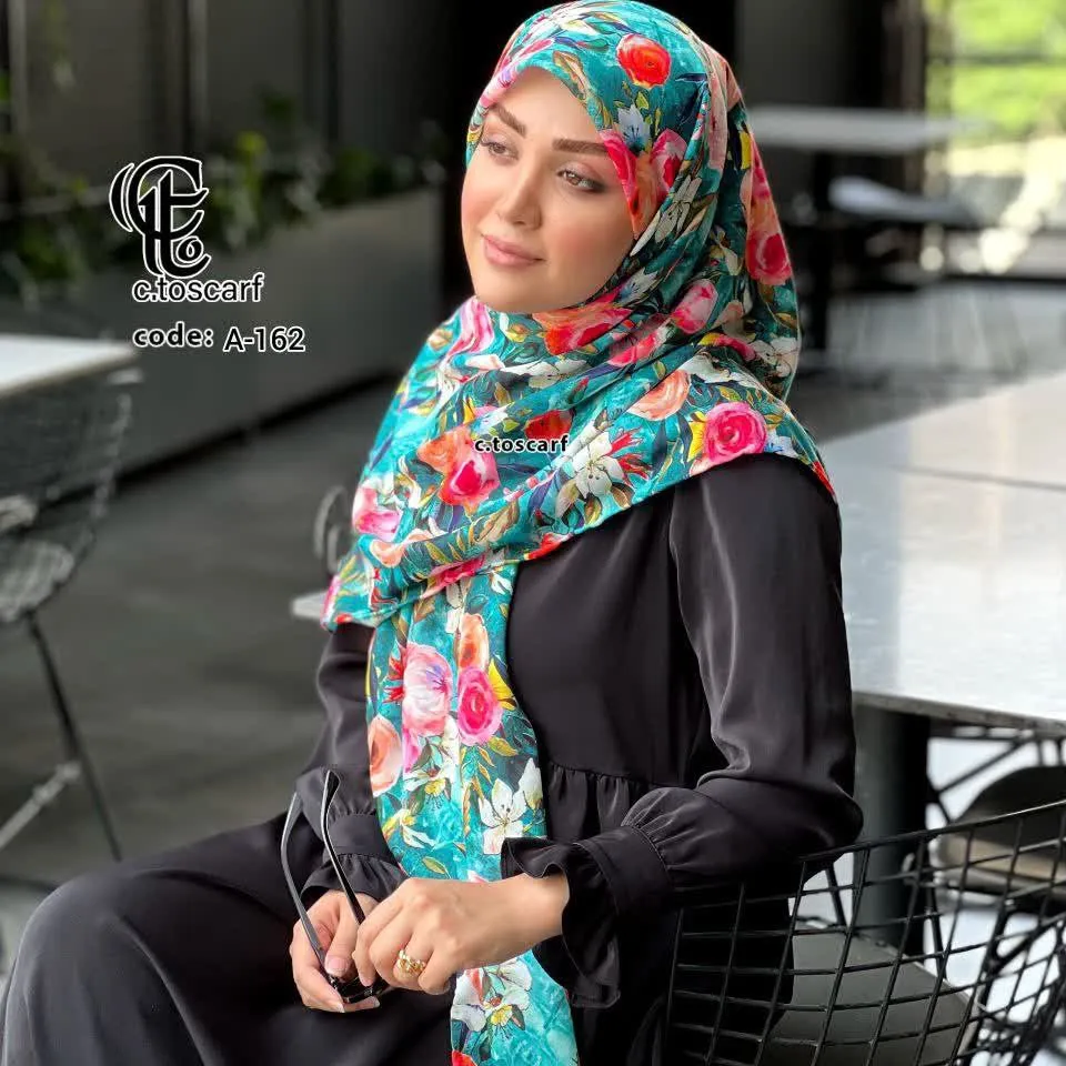روسری نخ کاستوم طرح فلور قواره 140 بزرگ