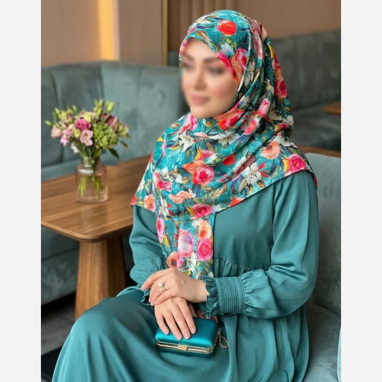 روسری نخ کاستوم طرح فلور قواره 140 بزرگ