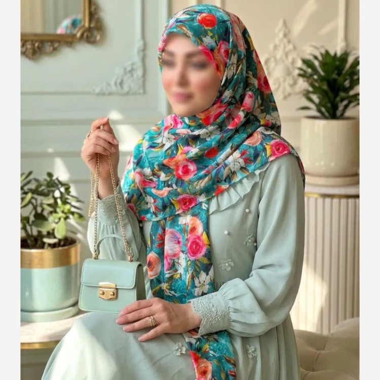 روسری نخ کاستوم طرح فلور قواره 140 بزرگ