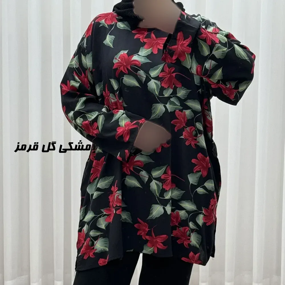 تونیک نخی زنانه طرحدار فری سایز مناسب تا سایز 52 (2)