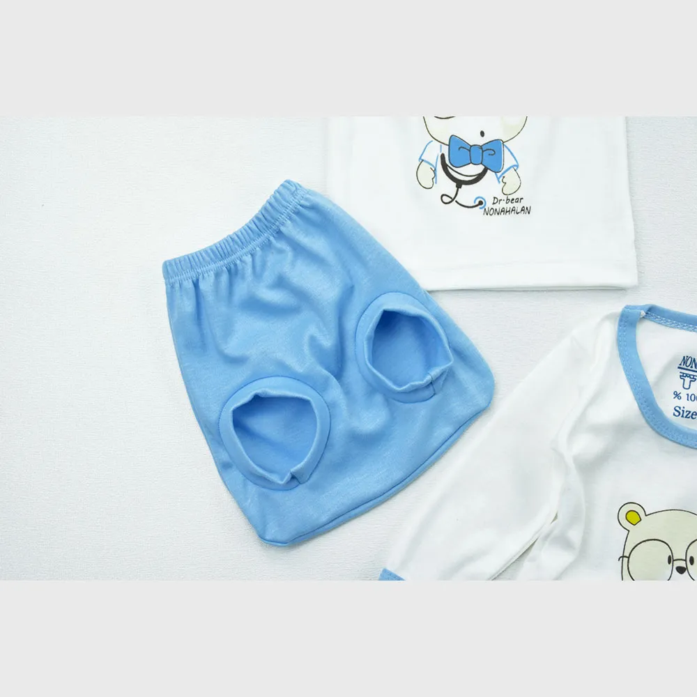 ست پنج تکه نوزادی پسرانه طرح موش عینکی رنگ آبی