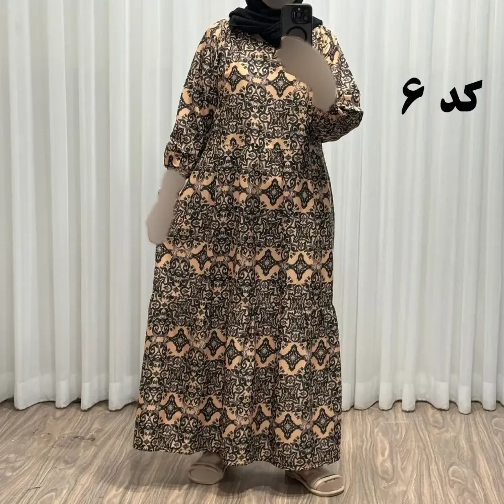 پیراهن ساحلی زنانه مدل خشت کد 714 فری سایز تا 46 جنس فلور بوگاتی قابل استفاده چهار فصل کمربنددار شیک و راحت