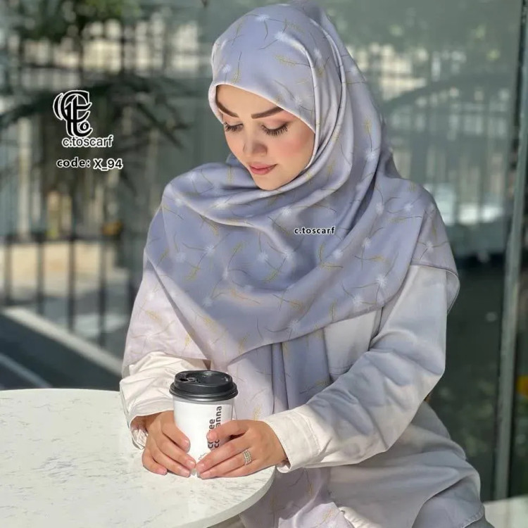 روسری نخ کاستوم قواره دار 140 طرح تارا دور چرخ دوز