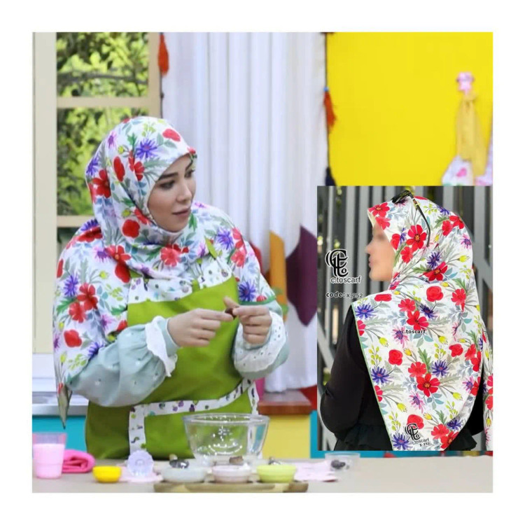 روسری مجلسی طرح گلناز قواره بزرگ 140 سانتیمتر نخ کاستوم سیتو